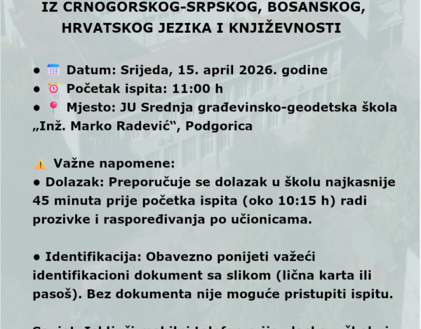 PODSJETNIK ZA EKSTERNI ISPIT IZ CRNOGORSKOG-SRPSKOG, BOSANSKOG, HRVATSKOG JEZIKA I KNJIŽEVNOSTI