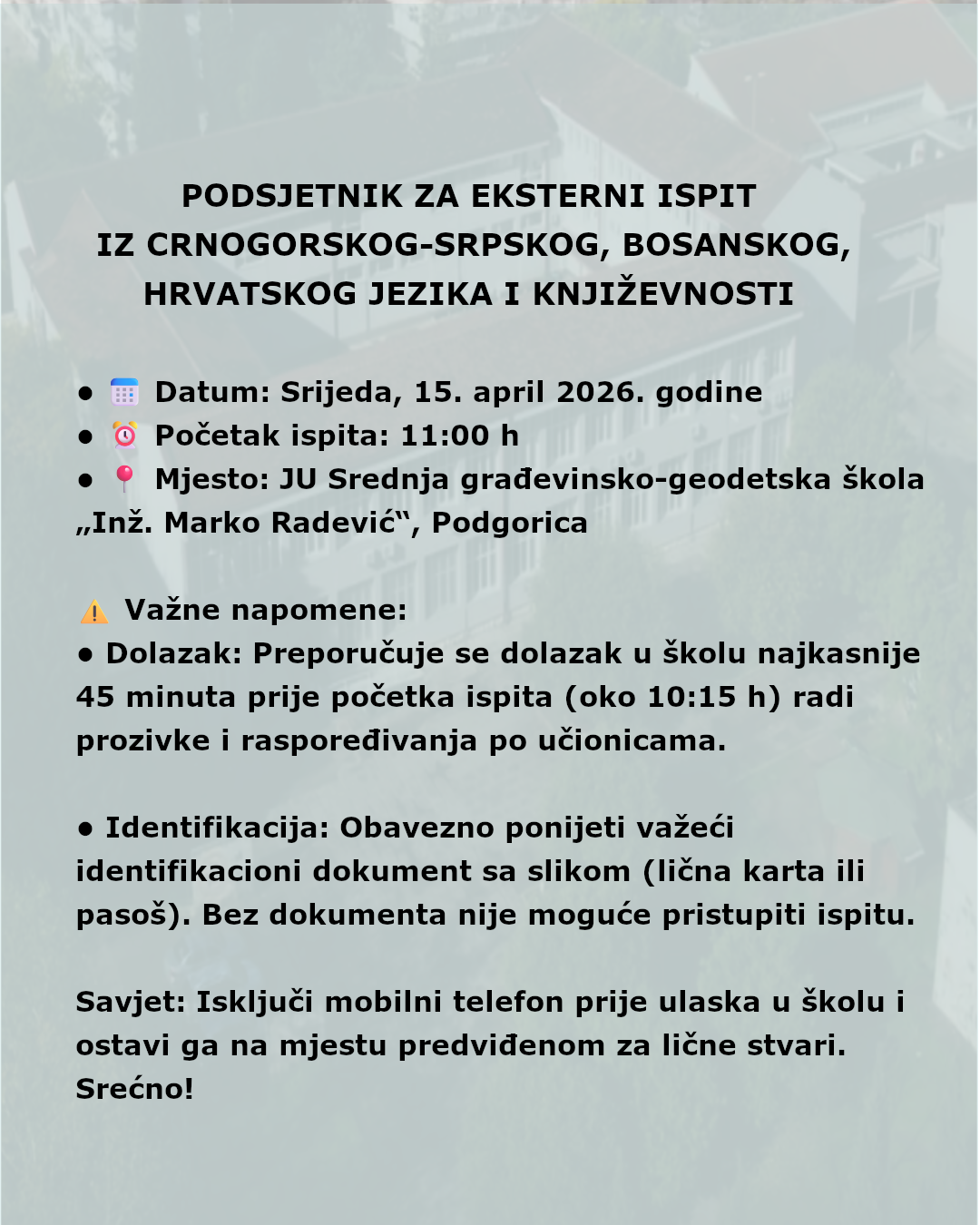 PODSJETNIK ZA EKSTERNI ISPIT IZ CRNOGORSKOG-SRPSKOG, BOSANSKOG, HRVATSKOG JEZIKA I KNJIŽEVNOSTI